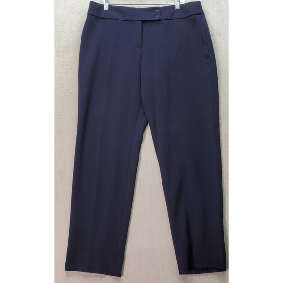 Talbots Pants - Talbots Dress‎ Pants Women's Navy Polyester High Rise Pockets Straight Leg Slit